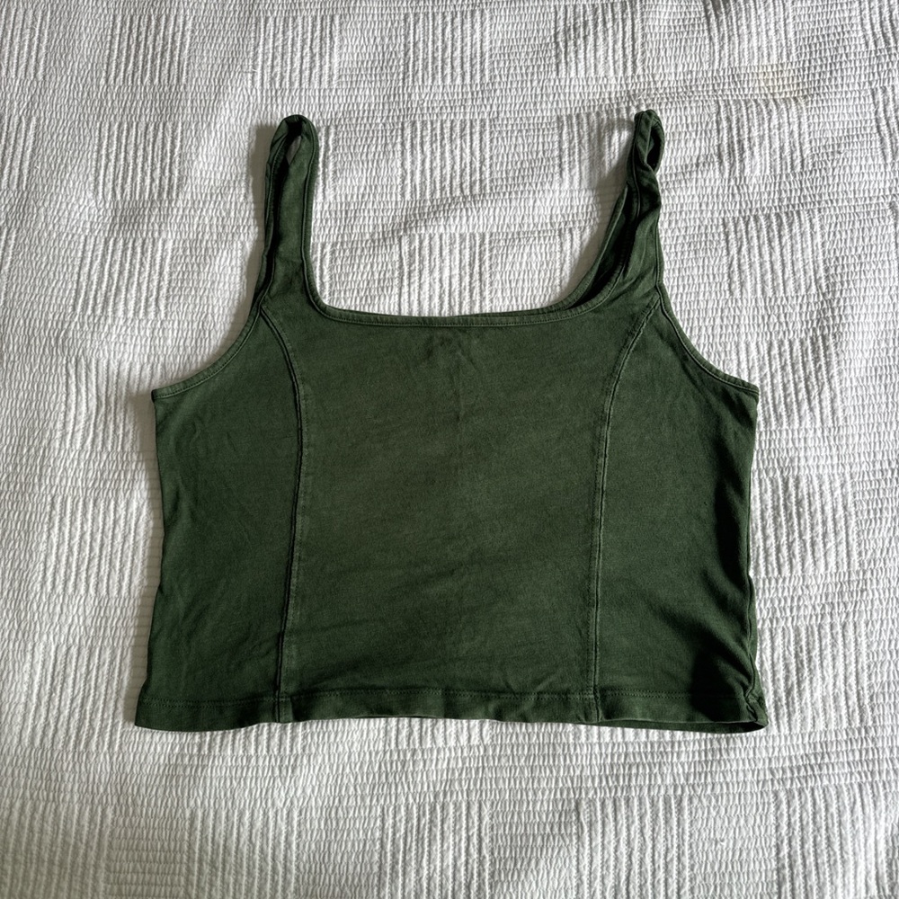Aerie Green Corset Crop Tank Top